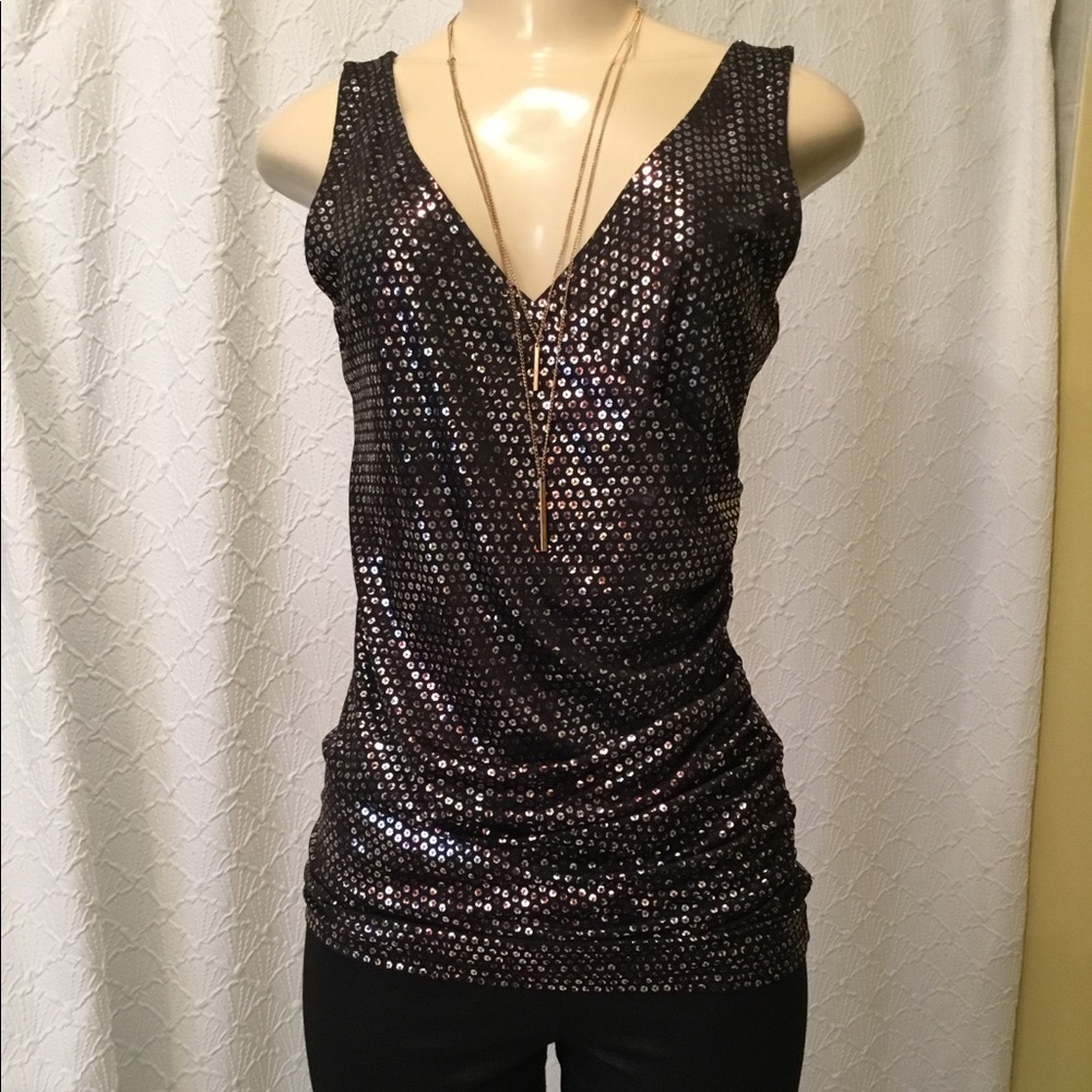 Black Express Silver Sequin sleeveless top